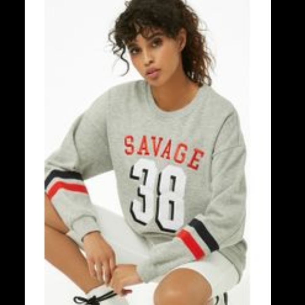 NWT! Forever21 Savage Embroidered Sweatshirt